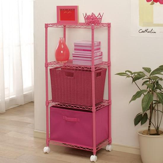 colorful storage shelf