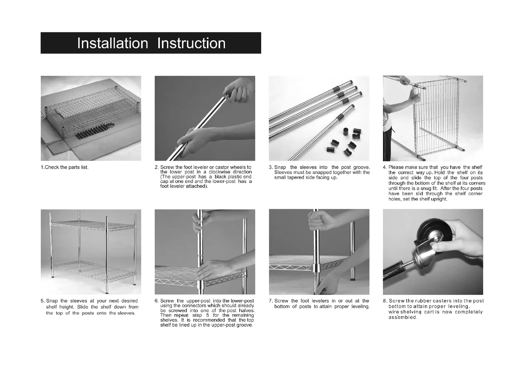 Wire Shelving Installation Instructions