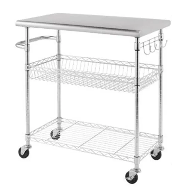 # 304 Stainless Steel Work Table Shelf, Kitchen Service Dining Cart (3)