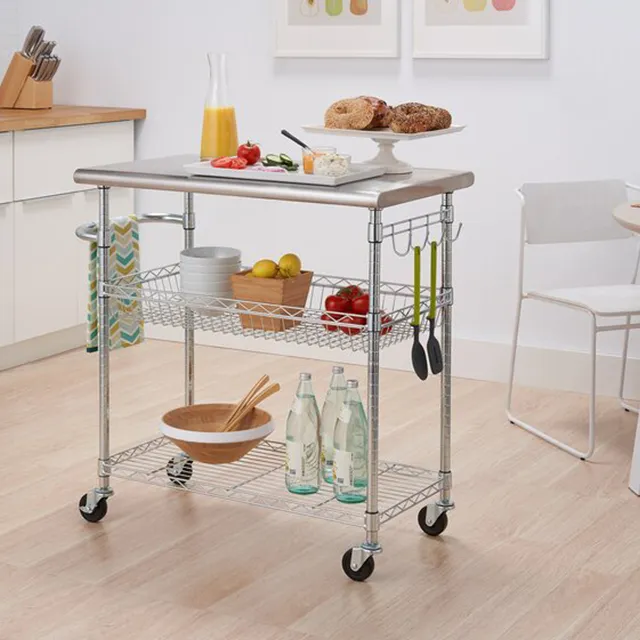 # 304 Stainless Steel Work Table Shelf, Kitchen Service Dining Cart
