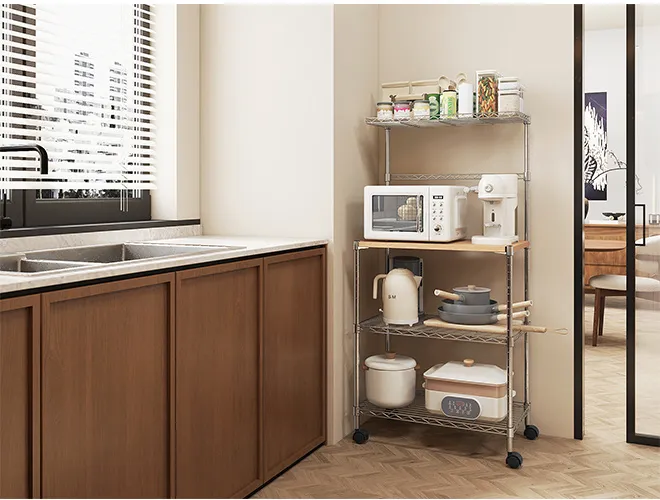 3-Tier Rolling Microwave Cart  Sturdy Kitchen Storage Shelf (2)