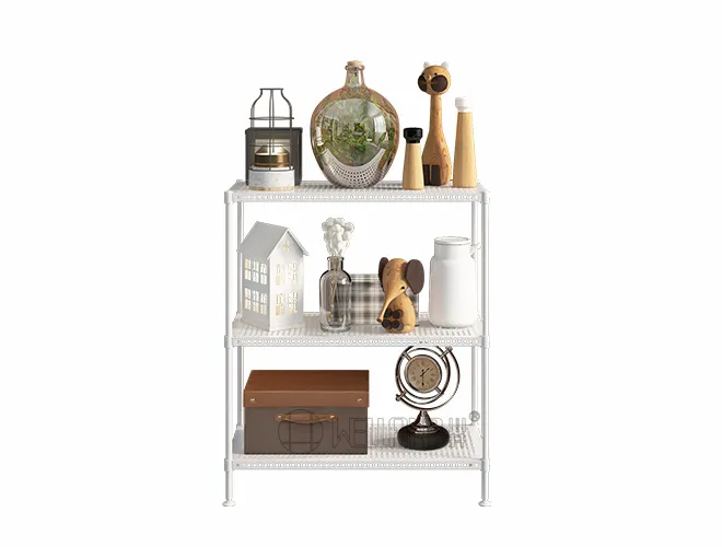 3-Tier Adjustable Perforated Metal Shelf, White  Versatile Home Storage Organizer (7)