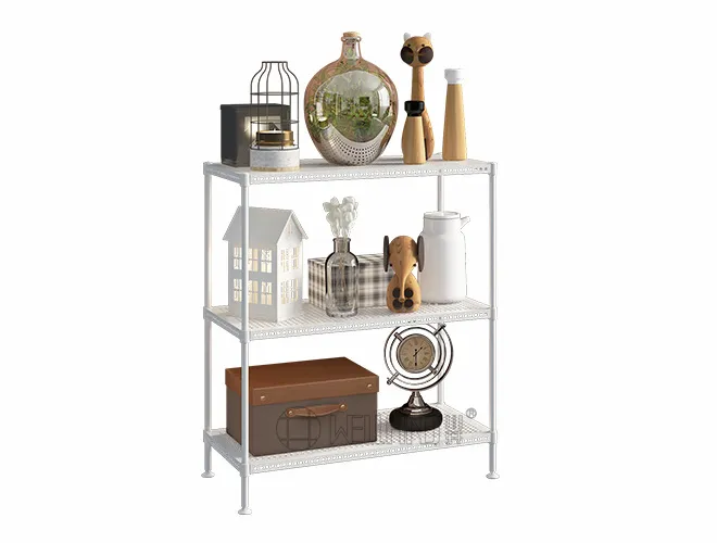 3-Tier Adjustable Perforated Metal Shelf, White  Versatile Home Storage Organizer (3)