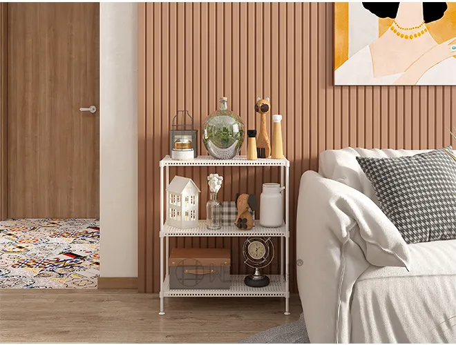 3-Tier Adjustable Perforated Metal Shelf, White  Versatile Home Storage Organizer (6)