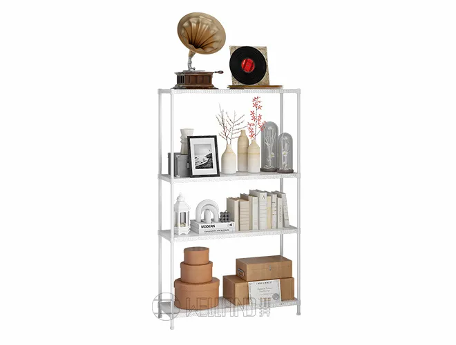 Modern White 4-Tier Organizer  Adjustable Perforated Metal Shelf for Home & Office (4)