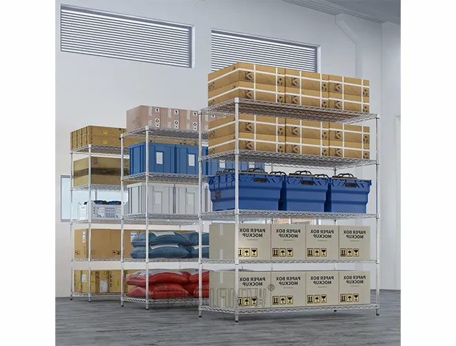 Customizable Chrome Wire Rack  Heavy-Duty Shelving Unit for Garage & Warehouse Storage (2)