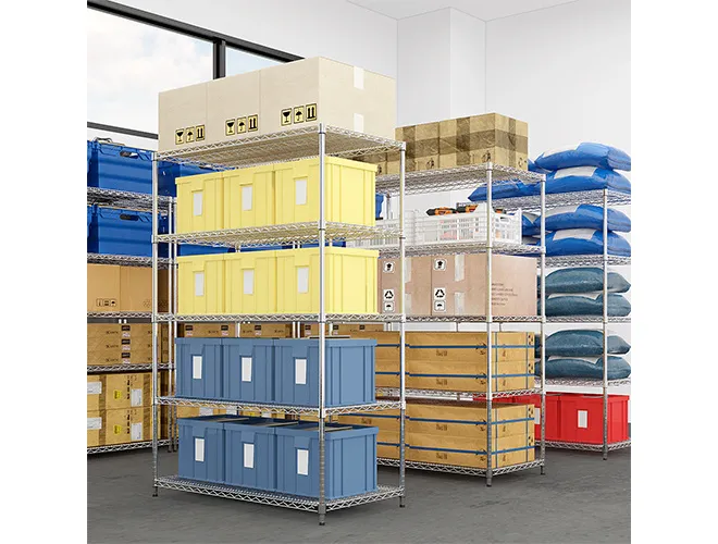 Adjustable Heavy-Duty Wire Rack  Chrome Shelving Units for Factory Floor & Storage