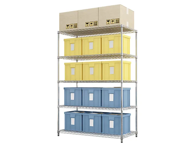 Adjustable Heavy-Duty Wire Rack  Chrome Shelving Units for Factory Floor & Storage (3)