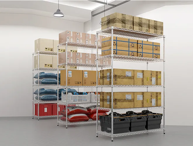 Maximum Strength Chrome Shelving Professional Grade Factory & Warehouse