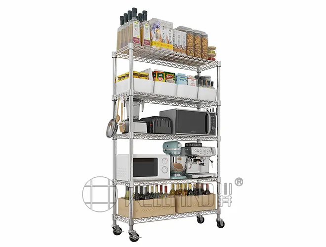 5-Tier Chrome Wire Shelving Unit - Adjustable DIY Kitchen & Pantry Rack（2）