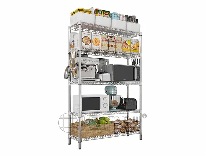5-Tier Chrome Wire Shelving Unit - Adjustable DIY Kitchen & Pantry Rack
