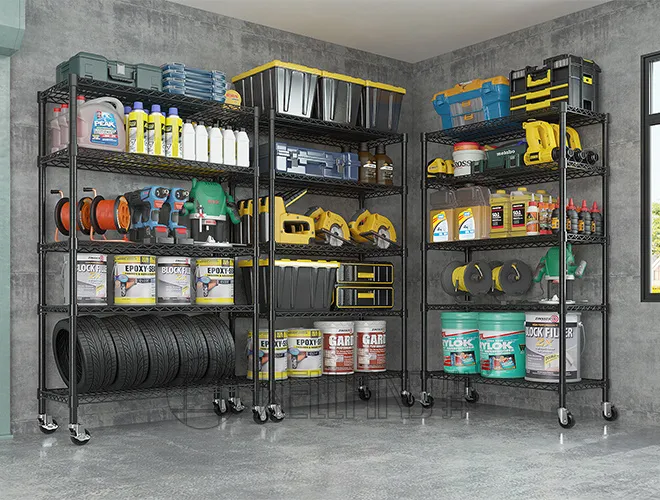 Heavy-Duty Black Steel Garage Shelving - High Weight Capacity for Basement & Storage (2)