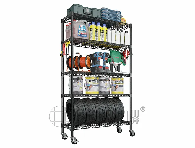 Heavy-Duty Black Steel Garage Shelving - High Weight Capacity for Basement & Storage