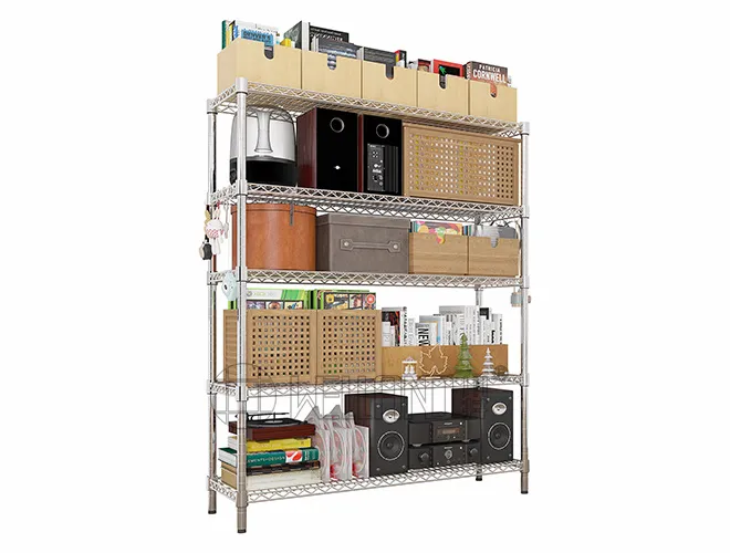 Adjustable Chrome Wire Shelf - 5-Tier DIY Organizer for Kitchen, Pantry & Laundry