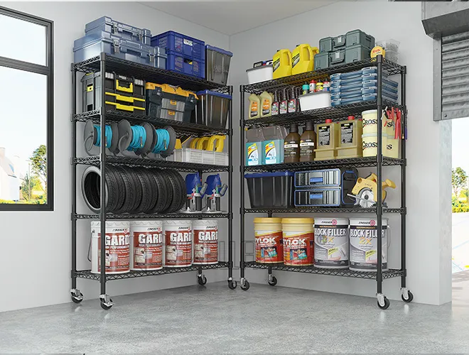 Heavy-Duty Black Wire Garage Shelving - Adjustable DIY Carbon Steel Storage Rack (3)