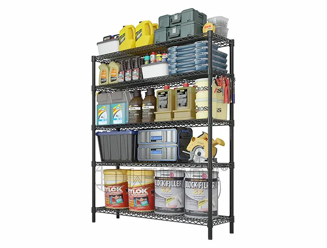 Heavy-Duty Black Wire Garage Shelving - Adjustable DIY Carbon Steel Storage Rack