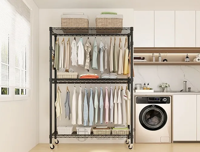 Best-Selling 3-Tier Black Garment Rack  Massive Storage, Carbon Steel Frame (4)