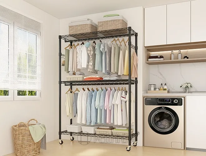 Best-Selling 3-Tier Black Garment Rack  Massive Storage, Carbon Steel Frame (3)