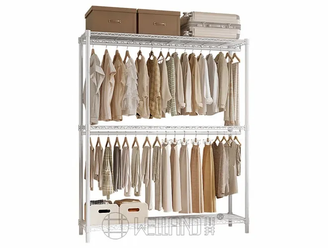High-Capacity White Garment Rack - Durable Metal Construction, Unlimited Uses