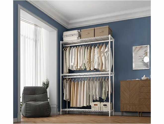 High-Capacity White Garment Rack - Durable Metal Construction, Unlimited Uses (4)
