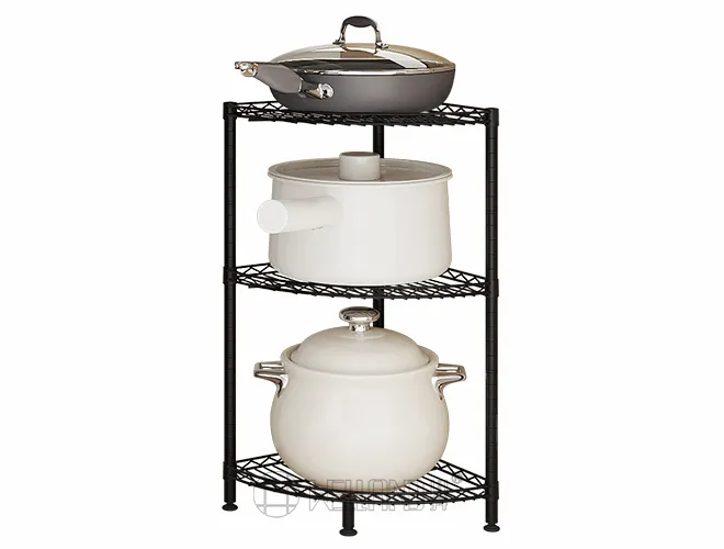 3-Tier Black Corner Shelf, Multi-Tier Metal Organizer for Home