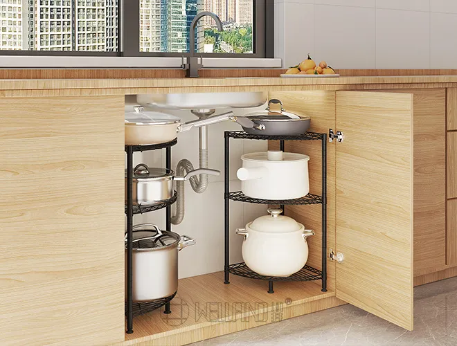 3-Tier Black Corner Shelf, Multi-Tier Metal Organizer for Home (3)