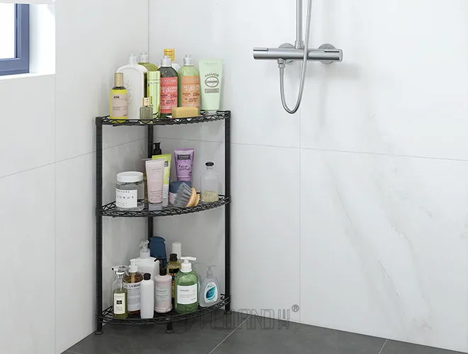 3-Tier Black Corner Shelf, Multi-Tier Metal Organizer for Home (2)