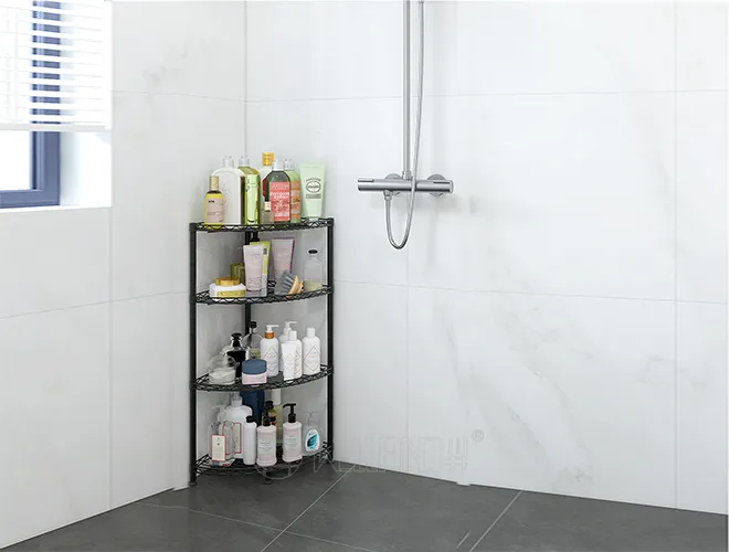 4-Tier Black Corner Shelf, Multi-Tier Metal Organizer for Home (2)