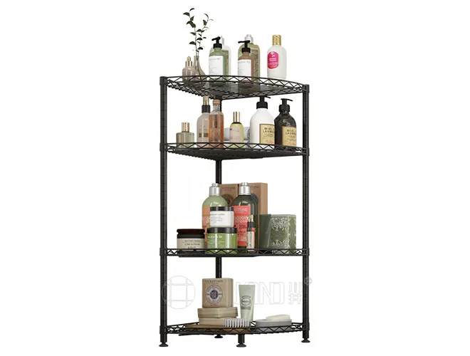 4-Tier Black Corner Shelf, Multi-Tier Metal Organizer for Home
