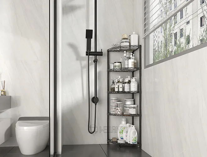 5-Tier Black Corner Shelf, Multi-Tier Metal Organizer for Home (2)