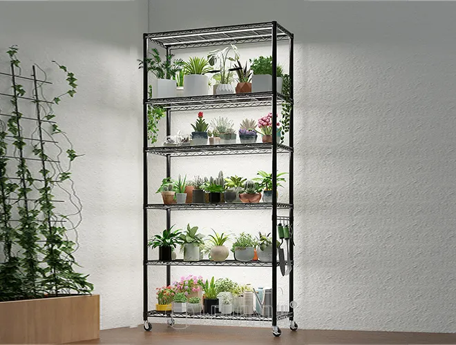 Light Duty 6 Tier Black Wire Shelving Metal Storage Rack (4)