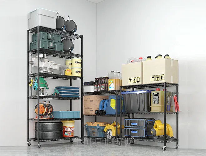 Light Duty 6 Tier Black Wire Shelving Metal Storage Rack (5)