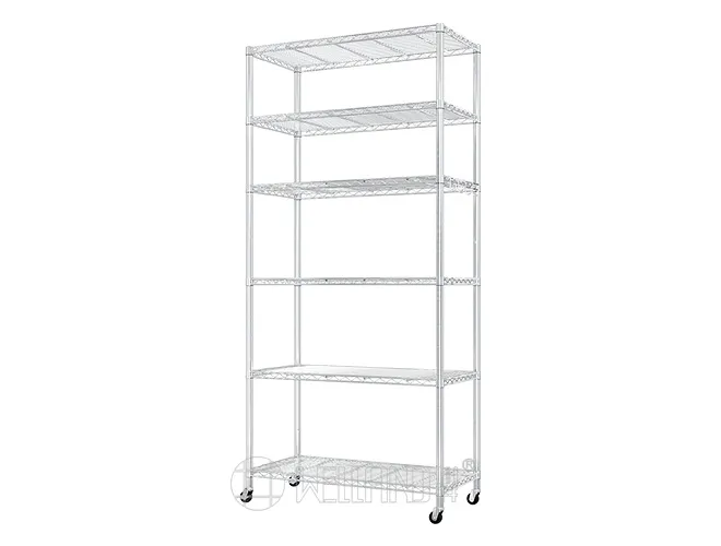 6-Tier Wire Shelving Unit  White Metal Rack for Home & Garage Storage (2)