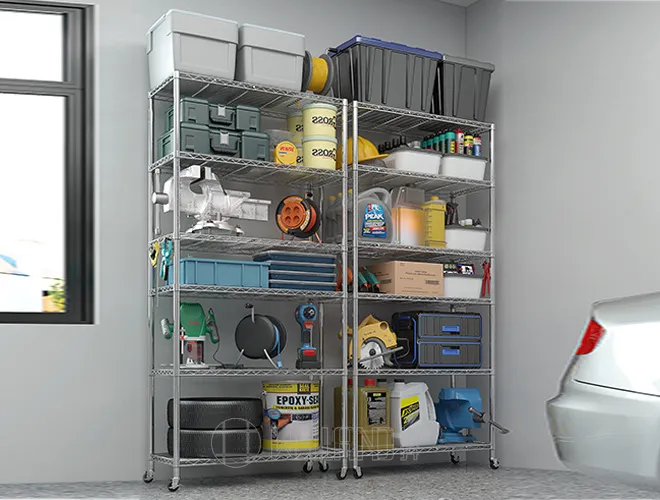 6-Tier Wire Shelving Unit  White Metal Rack for Home & Garage Storage (4)