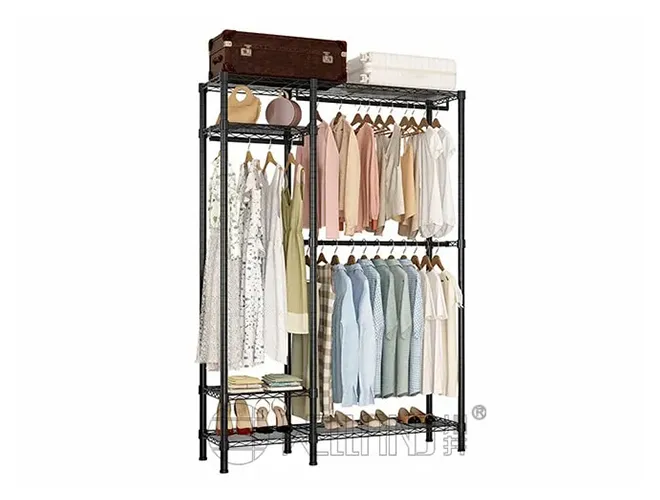 Heavy Duty 6-Tier Black Wire Shelving Superme Wardrobe Storage(1)