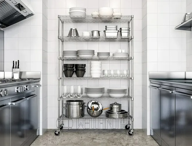 6 Layer Commercial Kitchen Storage Heavy Duty Steel Wire Shelving Rack (2)