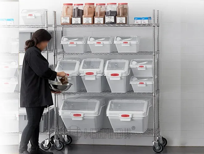 #304 Stainless Steel Mobile Wire Shelving Trolley Cart (2)