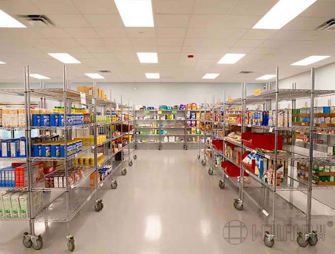 6 Tiers Adjustable Chrome Wire Shelving with 3 Rubber Wheels for Supermarket Food Display (2)