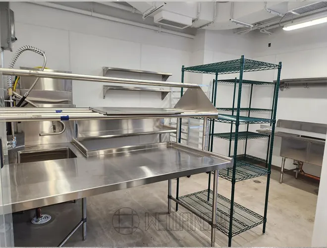 Commercial Kitchen Catering Equipment Storage Green Epoxy Wire shelving (2)