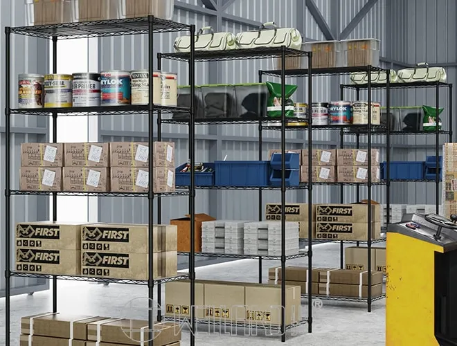 Black 5 Tier Adjustable Wire Metal Shelving Sundries Storage Rack