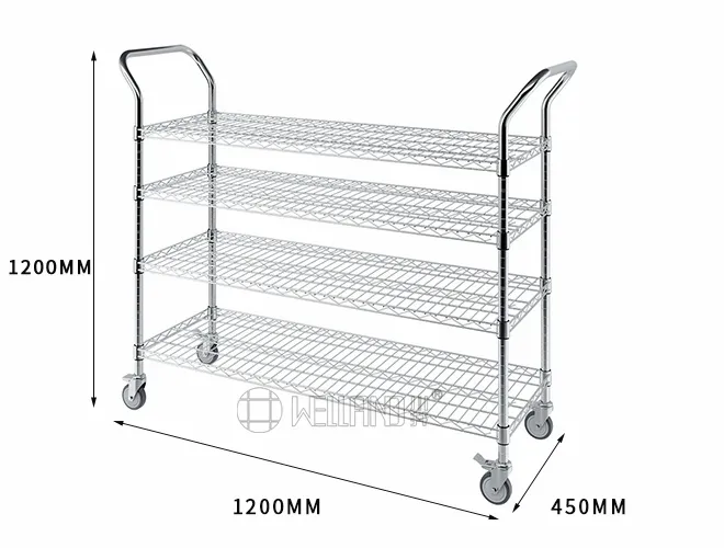 Heavy-Duty 4-Tier Chrome Plant Caddy with Dual Handles（2）
