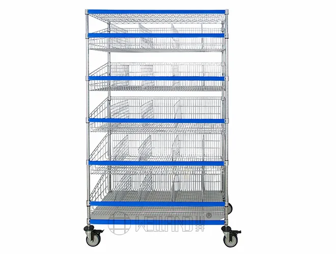 Heavy-Duty 7-Shelf Chrome Utility Cart with Adjustable Dividers （1）