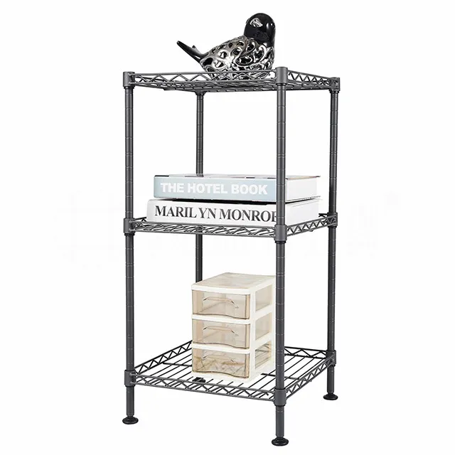 Hot Sale 3 Tiers Square Wire Shelves Small Steel Wire Shelving Racks（1）