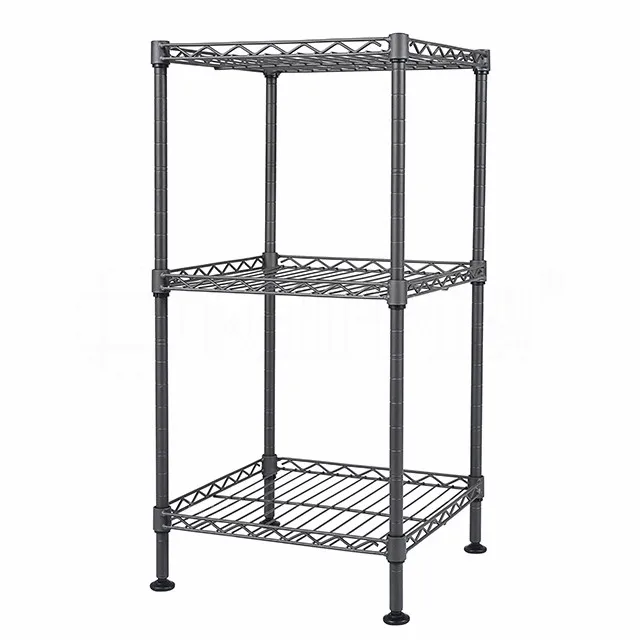 Hot Sale 3 Tiers Square Wire Shelves Small Steel Wire Shelving Racks