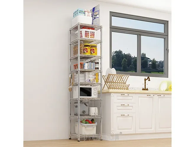Space-Saving 8-Tier Corner Shelf Unit  Modular Wire Rack for Kitchen, Garage & Bathroom（1）