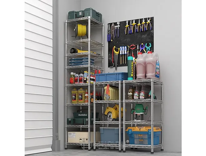 Space-Saving 8-Tier Corner Shelf Unit  Modular Wire Rack for Kitchen, Garage & Bathroom（3）