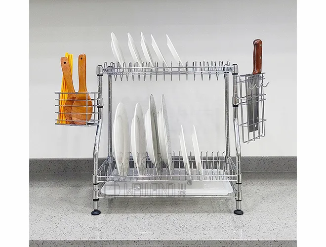 2-Tier Chrome Dish Drying Rack - Heavy Duty Kitchen Organizer（1）