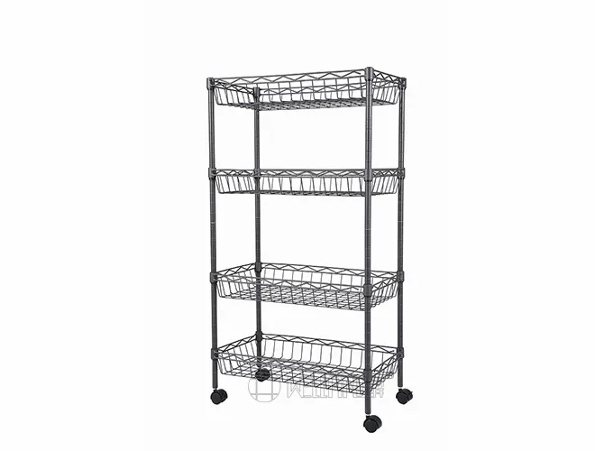 4-Tier Rolling Wire Storage Cart - Heavy Duty Organizer with Casters（2）