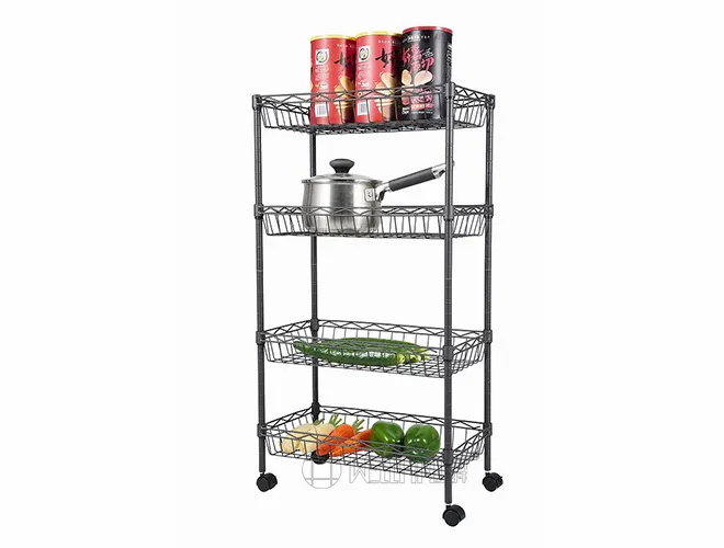 4-Tier Rolling Wire Storage Cart - Heavy Duty Organizer with Casters（1）