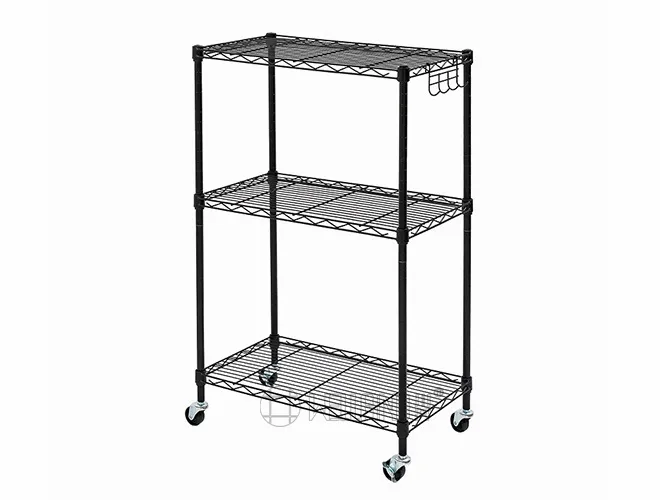 2-in-1 Black Wire Shelving with Wheels - Rolling Storage Cart（5）